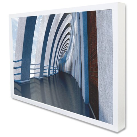 Quadro Decorativo Caixa Alta com Vidro Arquitetura Corredor Minimalista TaColado Moldura Branca 120 