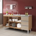 Ver imagem 5 de Balcão para Pia de 1,60 Mt Recife 3 Gavetas Amendoa Off White