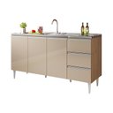 Ver imagem 1 de Balcão para Pia de 1,60 Mt Recife 3 Gavetas Amendoa Off White