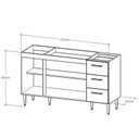 Ver imagem 3 de Balcão para Pia de 1,60 Mt Recife 3 Gavetas Amendoa Off White