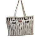 Ver imagem 1 de Bolsa Retangular em Algodão com Macramê / Cru com Listra Marrom