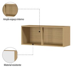 Armário Aéreo Geladeira de Cozinha e Lavanderia Módulo Suspenso 0,69m Clara Atacama / Off White - 4