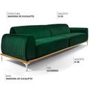 Ver imagem 2 de Sofá Molino 3 Lugares 210cm Pés Alumínio Veludo Verde - Nexta Casa