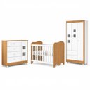 Ver imagem 2 de Quarto de Bebê Completo Berço 100% MDF com Guarda-Roupa 3 Portas Nuvem Marrom/Branco Amadeirado