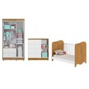 Ver imagem 4 de Quarto de Bebê Completo Berço 100% MDF com Guarda-Roupa 3 Portas Nuvem Marrom/Branco Amadeirado