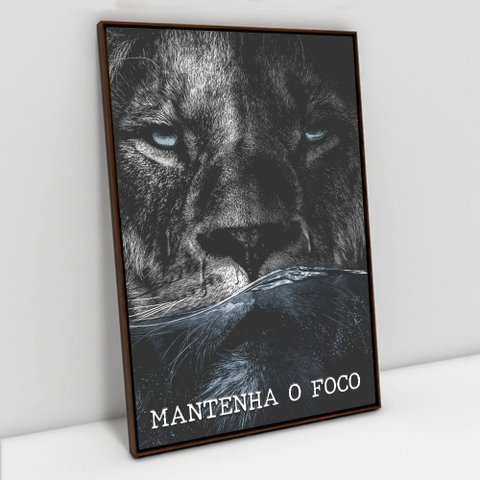 Quadro Motivacional em Telas Canvas Mantenha o Foco TaColado Moldura Flutuante 4,5cm Madeira 120 x 8