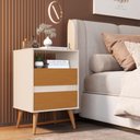 Ver imagem 2 de Mesa de Cabeceira Faraó 1 Gaveta MDF-MDP Retrô Off White e Cinamomo Sal Movelaria