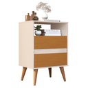 Ver imagem 1 de Mesa de Cabeceira Faraó 1 Gaveta MDF-MDP Retrô Off White e Cinamomo Sal Movelaria