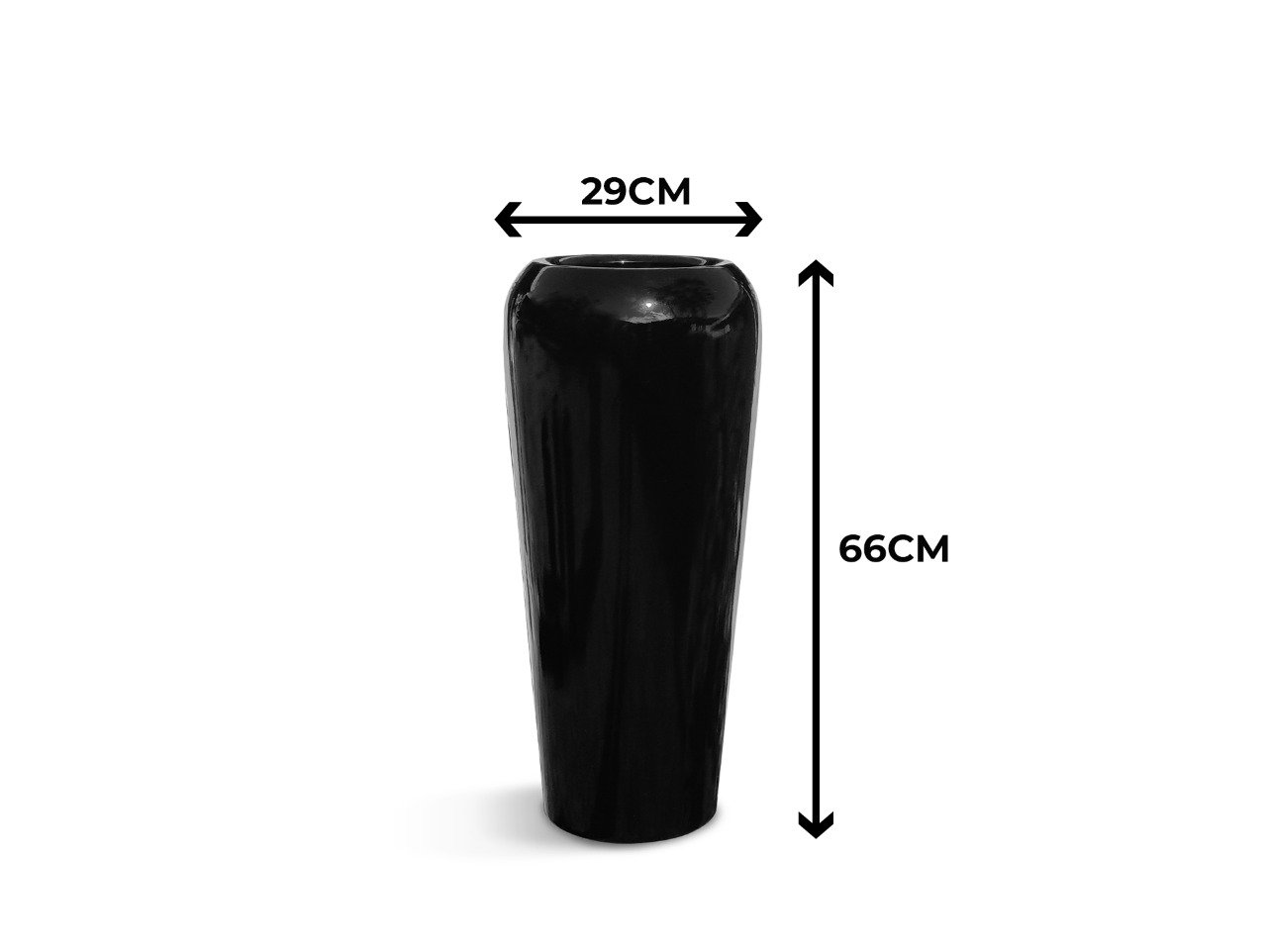 Vaso Vitrificado Estilo Vietnamita Fibra De Vidro 66x29cm Preto - 2