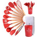 Ver imagem 1 de Kit C/12 Utensílios de Cozinha Silicone Cabo