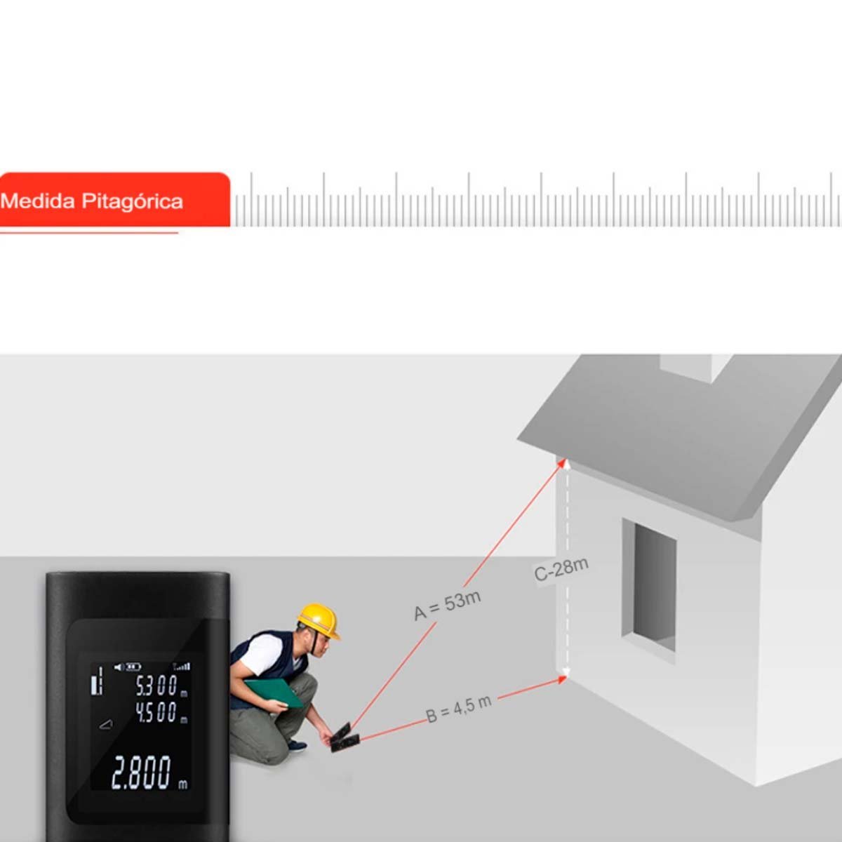Trena Laser Digital 40 Metros Métrica Medidor Slim Usb-c - 7