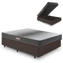 Ver imagem 1 de Cama Baú Casal 138x188 Courino Linho Marrom com Dual Firm Espuma Ecoflex