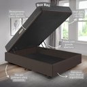 Ver imagem 4 de Cama Baú Casal 138x188 Courino Linho Marrom com Dual Firm Espuma Ecoflex