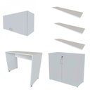 Ver imagem 2 de Conjunto Home Office Escrivaninha Balcão 2 Portas Armário Aéreo 3 Prateleiras Bramov