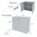 Ver imagem 5 de Conjunto Home Office Escrivaninha Balcão 2 Portas Armário Aéreo 3 Prateleiras Bramov