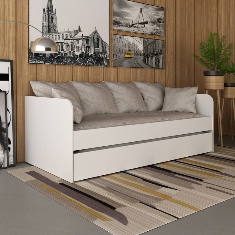 Sofá Cama Solteiro com cama Auxiliar 193x95,2cm CM8032 Tecnomobili Tecno Mobili Branco