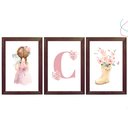 Ver imagem 1 de Quadros Decorativos Infantil Quarto Menina Aquarela:tabaco