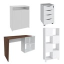 Ver imagem 1 de Conjunto Escritório Home Office 4 Peças Look A06 Branco-ipê-branco - Mpozenato
