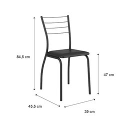 Conjunto Sala de Jantar Fortaleza Preto Mesa e 4 Cadeiras Carraro - 10