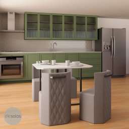 Conj. Compacto Sala de Jantar Pin - Mesa Rtg C/ 4 Cadeiras Estofadas - 3