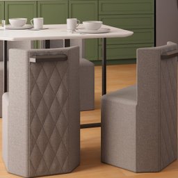 Conj. Compacto Sala de Jantar Pin - Mesa Rtg C/ 4 Cadeiras Estofadas - 4