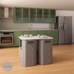 Conj. Compacto Sala de Jantar Pin - Mesa Rtg C/ 4 Cadeiras Estofadas - 2