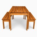 Ver imagem 4 de Conjunto 4 Lugares 1 Mesa e 2 Bancos de Madeira Maciça Área Externa Jardim Yescasa