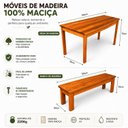 Ver imagem 3 de Conjunto 4 Lugares 1 Mesa e 2 Bancos de Madeira Maciça Área Externa Jardim Yescasa