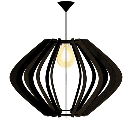 Luminária Teto tipo Pendente PARENTESIS MDF Completa -:Preta