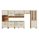 Ver imagem 2 de Cozinha Completa Modulada 100% MDF 7 Peças 14 Portas 6 Gavetas e Vidro 429cm Vicenza Espresso Móveis Bege/Amêndoa/Off White