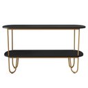 Ver imagem 3 de Aparador Requinte Pés de Aço Tubular 160 cm Preto/Dourado