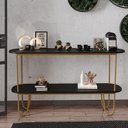 Ver imagem 2 de Aparador Requinte Pés de Aço Tubular 160 cm Preto/Dourado
