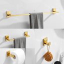 Ver imagem 2 de Kit  de Acessórios 4 Peças Aço Inox Dourado Gold Brilhante Conjunto de Banheiro Metal Premium