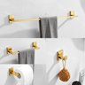Kit  de Acessórios 4 Peças Aço Inox Dourado Gold Brilhante Conjunto de Banheiro Metal Premium - 2