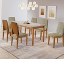 Ver imagem 1 de Mesa Cativa Tampo Off com Vidro 6 Cadeiras Topázio