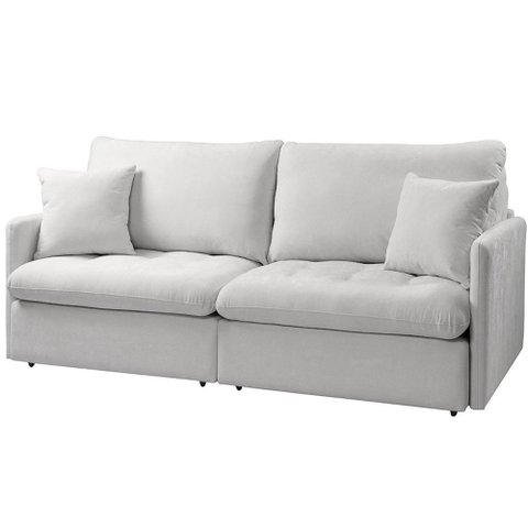Sofá 3 Lugares Retrátil Reclinável para Sala de Estar 214cm Aden K01 Bouclê Soft Bege - Lyam Decor