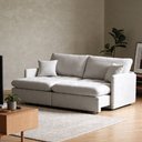 Ver imagem 4 de Sofá 3 Lugares Retrátil Reclinável para Sala de Estar 214cm Aden K01 Bouclê Soft Bege - Lyam Decor