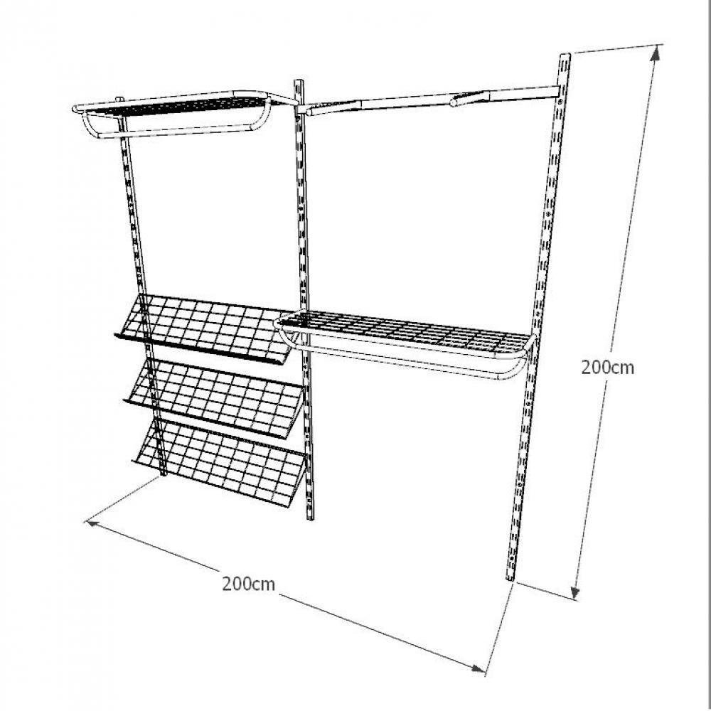 Kit Cremalheiras e Araras para Loja com 11 Peças Regulável 200x200cm Cor Branco Modelo - 3