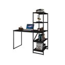 Ver imagem 2 de Mesa Home Office Escritório Com Prateleiras Fit Estudo:Preto