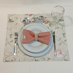 Kit Premium Mesa Posta Jogo Americano 6 Lugares Dupla Face Impermeável Floral Coral e Cinza com Guar - 2
