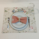 Ver imagem 2 de Kit Premium Mesa Posta Jogo Americano 6 Lugares Dupla Face Impermeável Floral Coral e Cinza com Guar