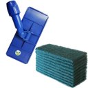 Ver imagem 1 de Kit Suporte Lt Limpa Tudo Junção Articulada + 10 Unidades Fibras Limpeza Pesada Verde para Piso \ Ch