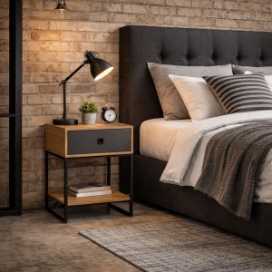 Mesa de Cabeceira Cama Lateral Mesinha P/ Abajur Luminária:grafite