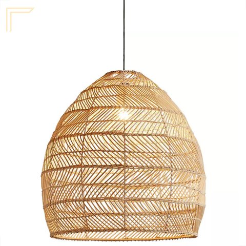 Pendente Fibra Natural Rattan Vime Mesa Quarto Sala Nat15