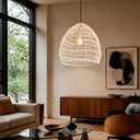 Ver imagem 3 de Pendente Fibra Natural Rattan Vime Mesa Quarto Sala NAT15