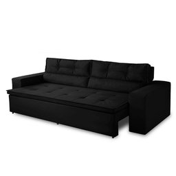 Sofá Retrátil e Reclinável 3 lugares com Molas 1,80m Vegas Suede Preto Adonai Estofados - 4