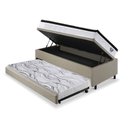 Ver imagem 4 de Bicama Box Baú Linho Bege 88x188 com Colchão Molas Ensacadas Cama Inhouse Ecoflex