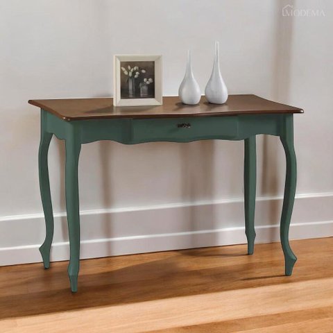 Aparador para Sala em Madeira Maciça Pés Luis Xv 1 Gaveta 1019 Linz Móveis - Verde Musgo/imbuia