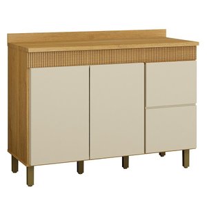 Balcão de Cozinha Dakota 120cm Cinamomo/off White com Tampo Mdp - Valdemóveis