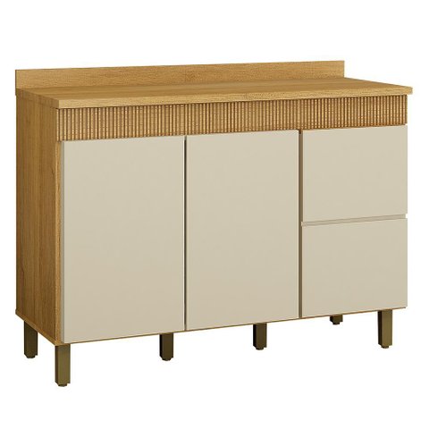 Balcão de Cozinha Dakota 120cm Cinamomo/off White com Tampo Mdp - Valdemóveis